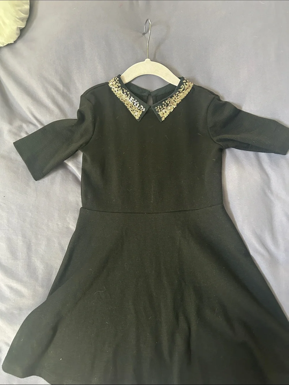 GAP Black Dress with Sequin Peter Pan Collar